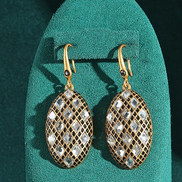 Olivia™ Antique Gold Oval Zircon Drop Earrings
