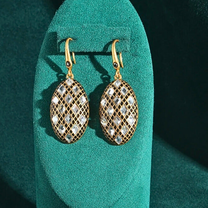 Olivia™ Antique Gold Oval Zircon Drop Earrings