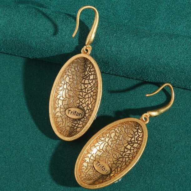 Olivia™ Antique Gold Oval Zircon Drop Earrings