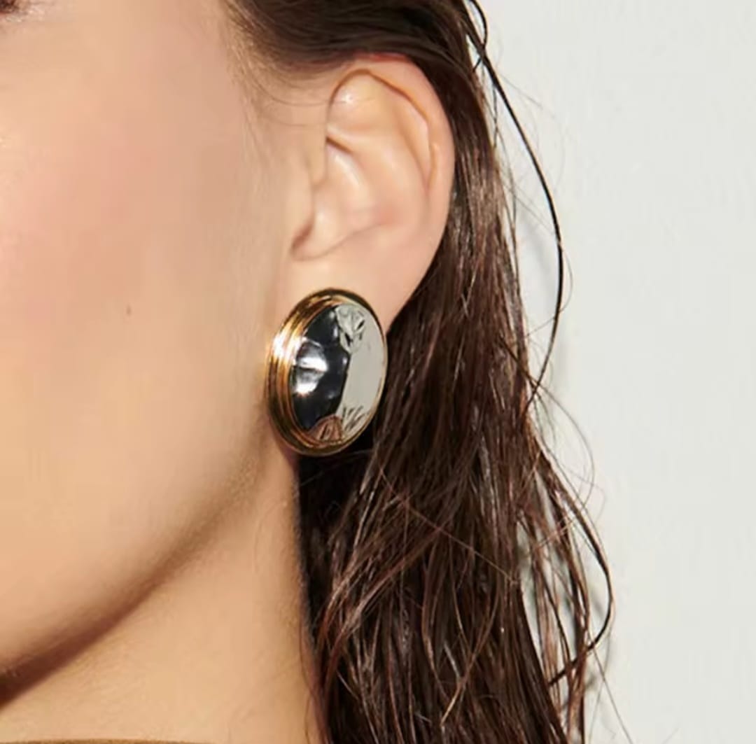 Butonella™ Vintage Hammered Oval Stainless Steel Earrings