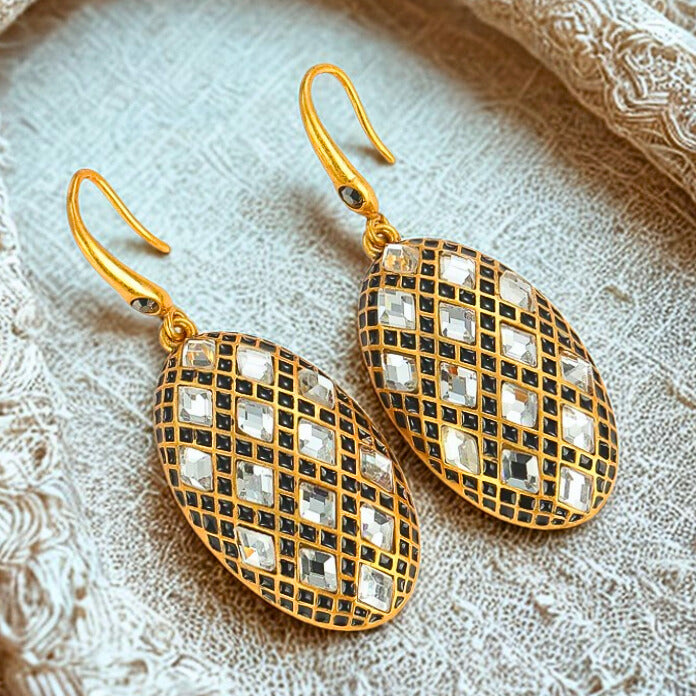 Olivia™ Antique Gold Oval Zircon Drop Earrings