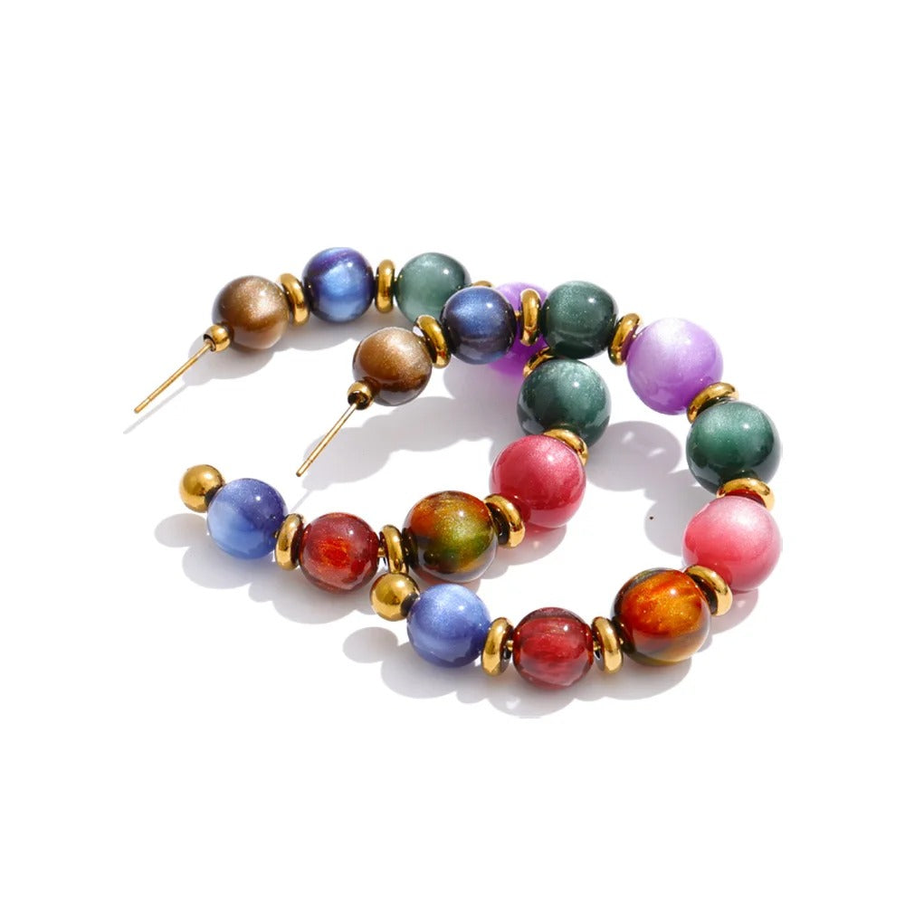 Brivont™ French Acrylic Pearl C-Shape Huggie Earrings