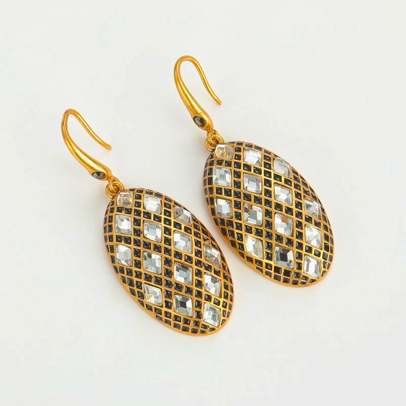 Olivia™ Antique Gold Oval Zircon Drop Earrings