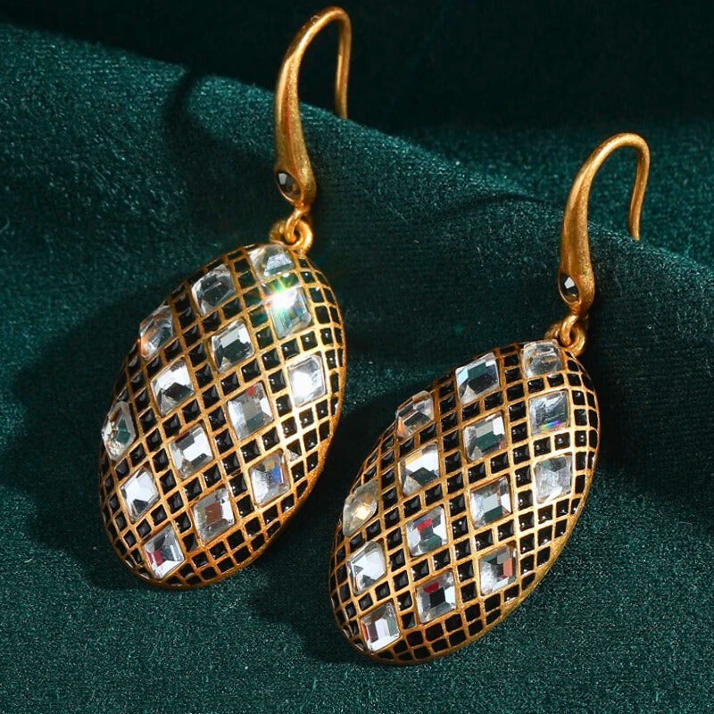 Olivia™ Antique Gold Oval Zircon Drop Earrings