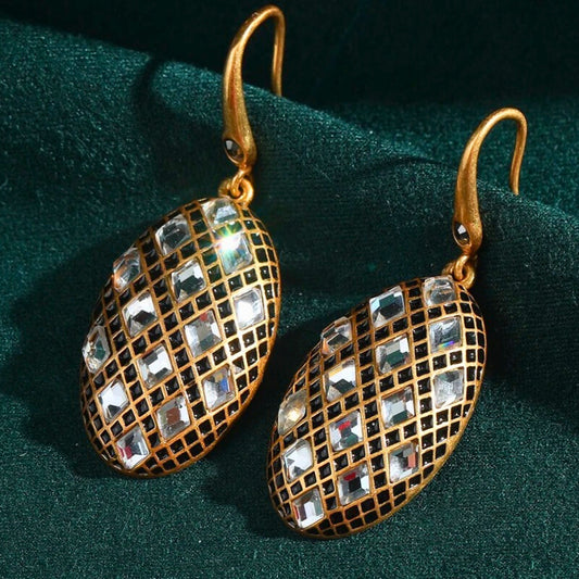 Olivia™ Antique Gold Oval Zircon Drop Earrings