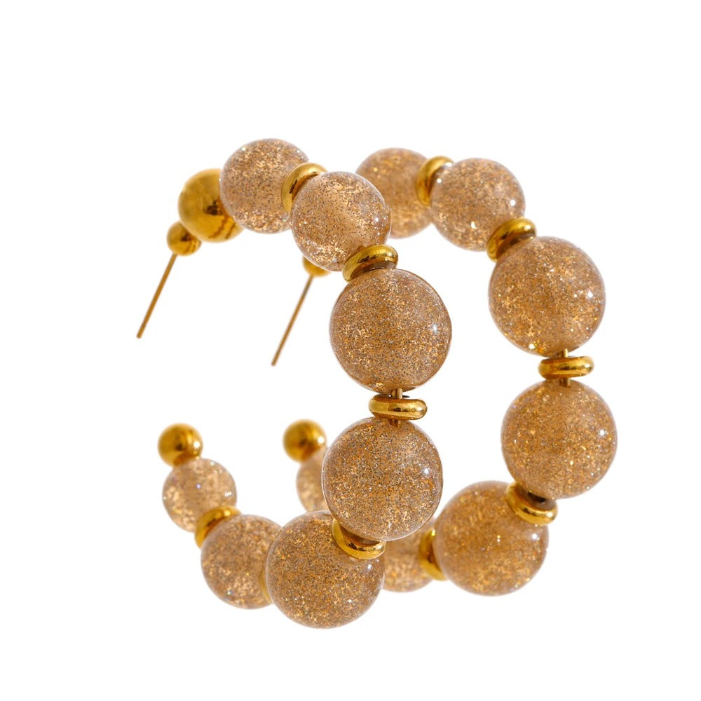 Brivont™ French Acrylic Pearl C-Shape Huggie Earrings