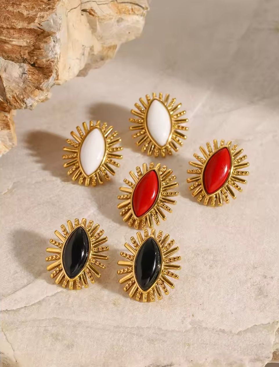 Agrelia™ Vintage Oval Agate Stone Earrings