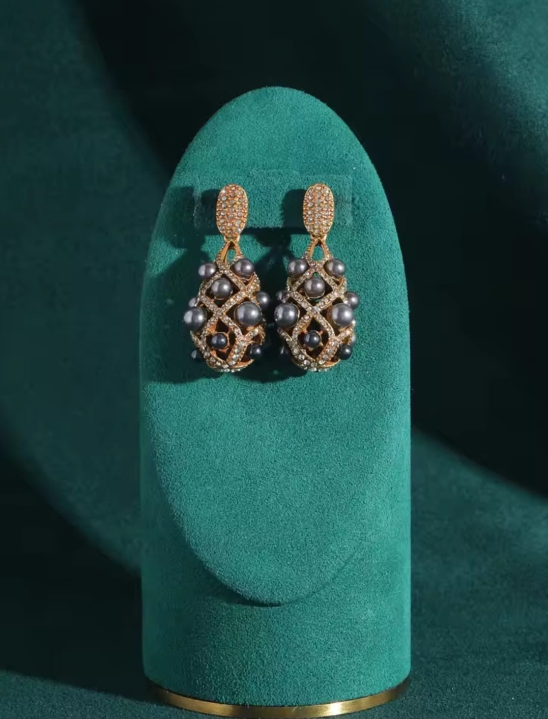 Agelise™ Vintage Grey Cross Freshwater Pearl Earrings