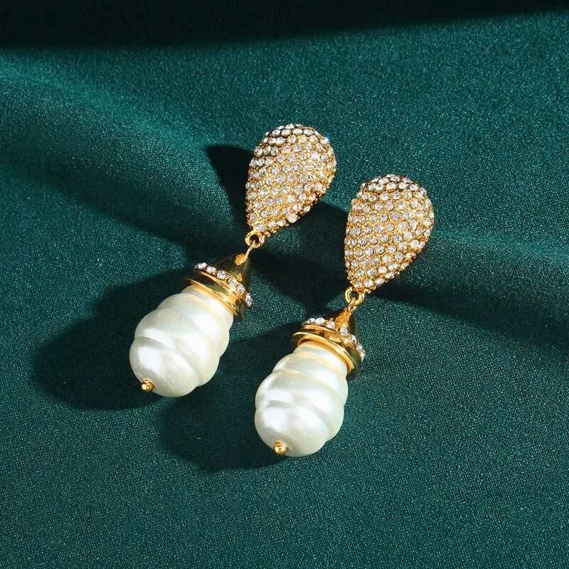 Auraline™ Vintage Baroque Pearl Bridal Drop Earrings