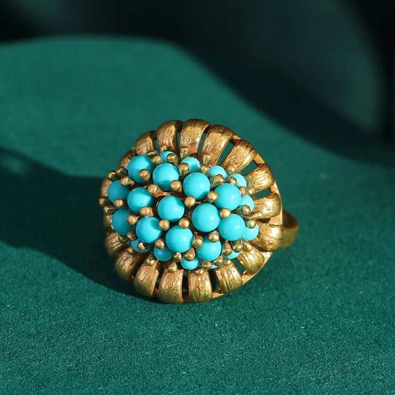 Avelora™ Vintage Blue Stone Leaf Ring