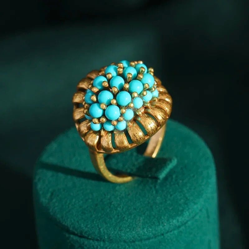 Avelora™ Vintage Blue Stone Leaf Ring