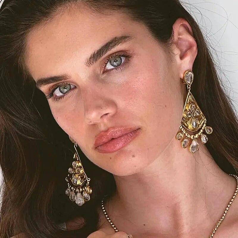 Briselle™ Vintage Crystal Fan Statement Earrings