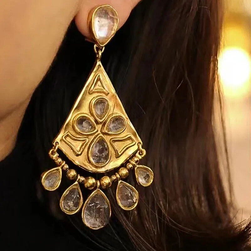Briselle™ Vintage Crystal Fan Statement Earrings