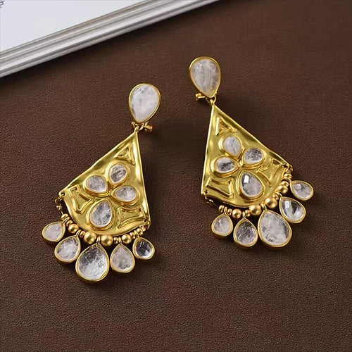 Briselle™ Vintage Crystal Fan Statement Earrings