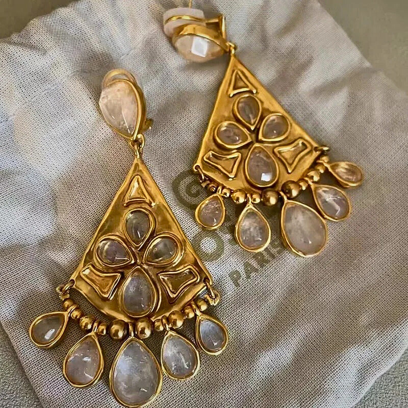 Briselle™ Vintage Crystal Fan Statement Earrings