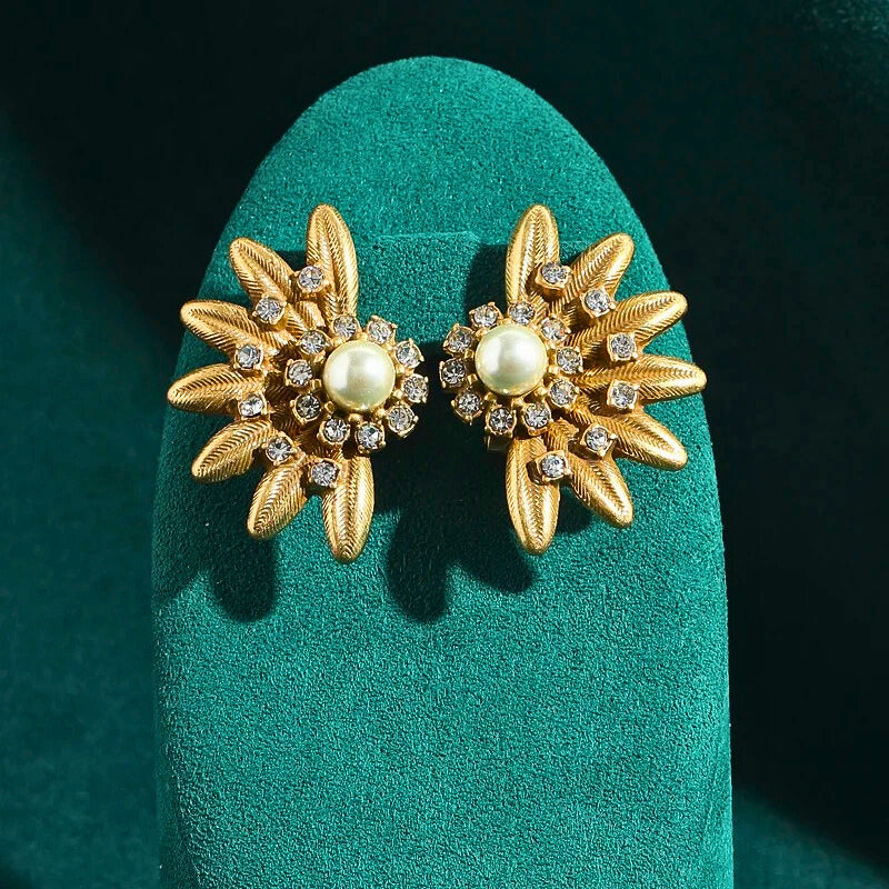 Belaisy™ Vintage Half-Daisy Pearl Stud Earrings