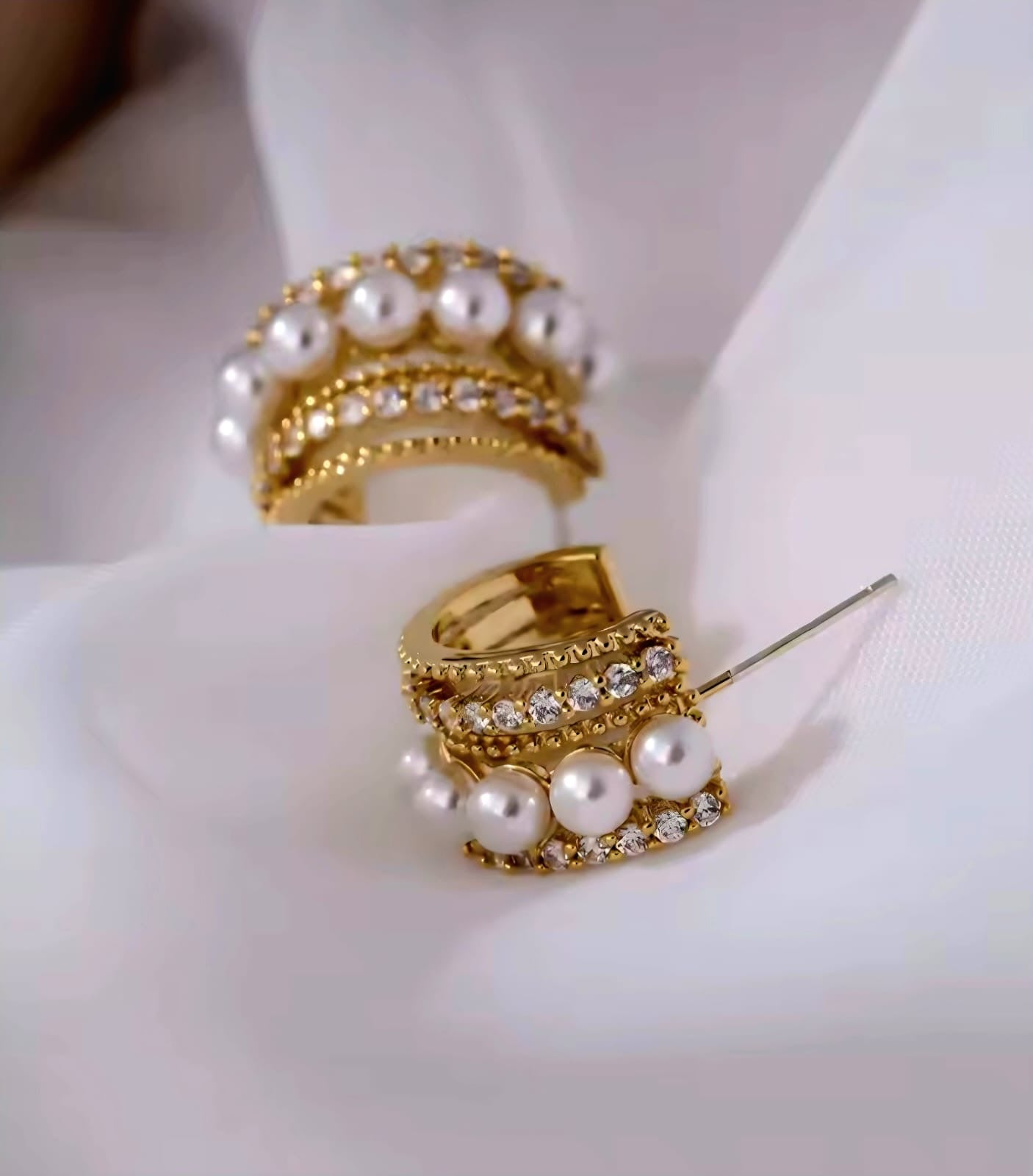 Valcure™ Geometric Pearl & Zirconia Stud Earrings