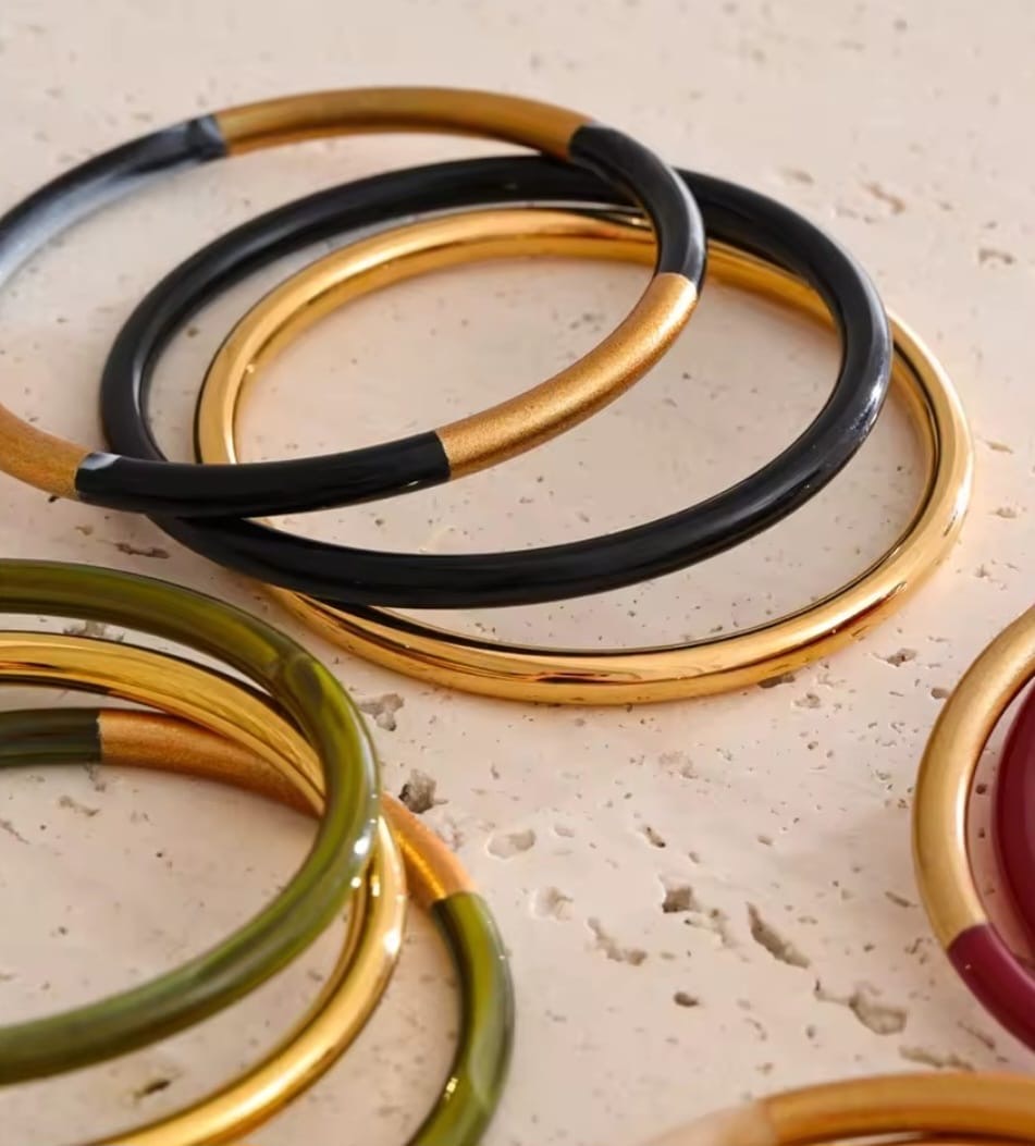 Milena™ 18K Gold Minimalist Circle Bangle Set