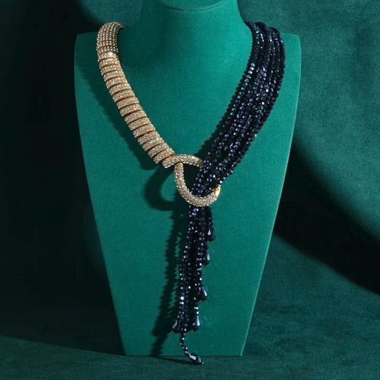 Darivelle™ Statement Resin Pendant Necklace – Vintage Long Gold Designer Jewelry