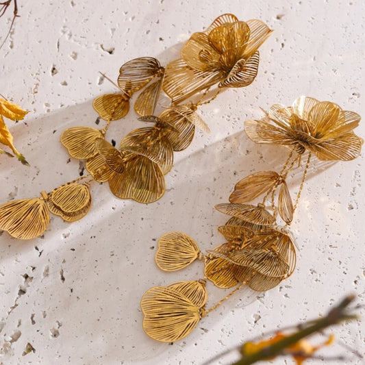 Elarose™ Floral Tassel Statement Brooch – Exquisite Long Drop Leaf Design for Bold Fashion & Performance Accessories