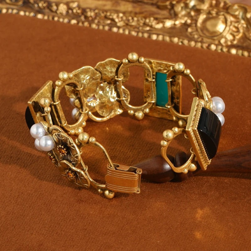 Arlion™ Vintage Natural Stone Lotus Pearl Bracelet