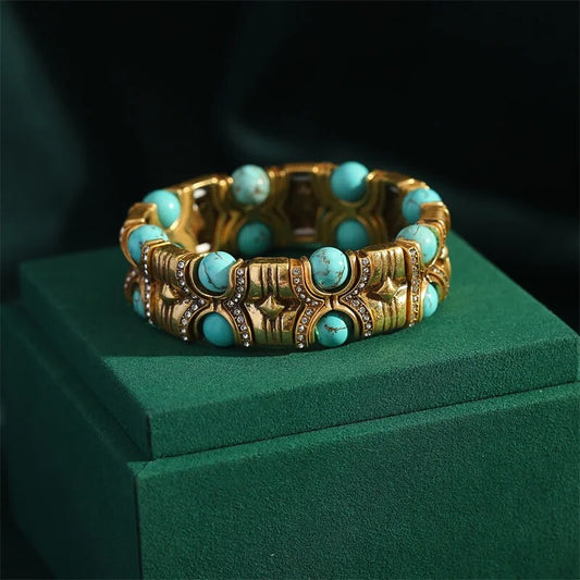 Glevara™ Vintage Turquoise Crystal Bangle