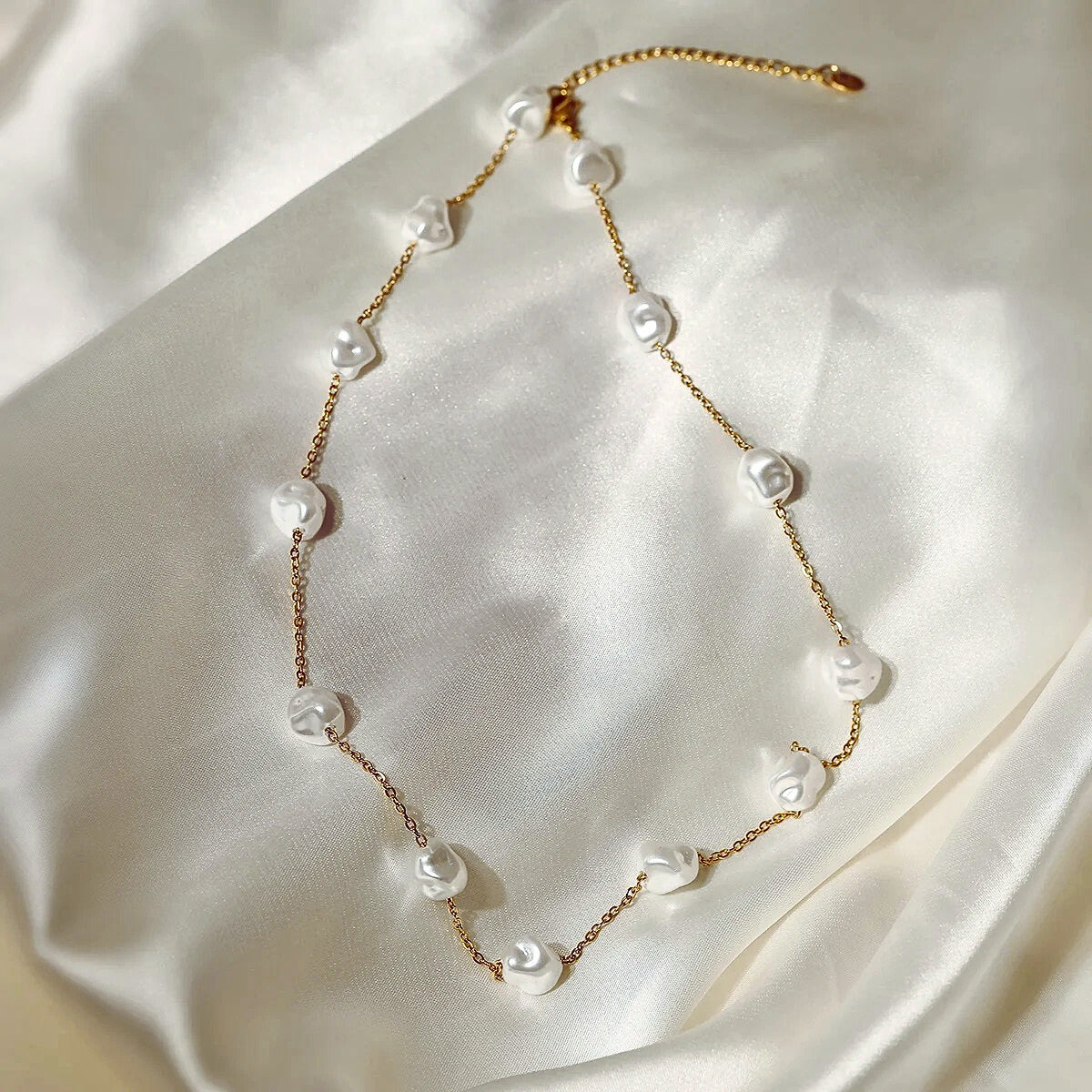 Gildora™ Elegant Gold Stainless Steel Pearl Necklace