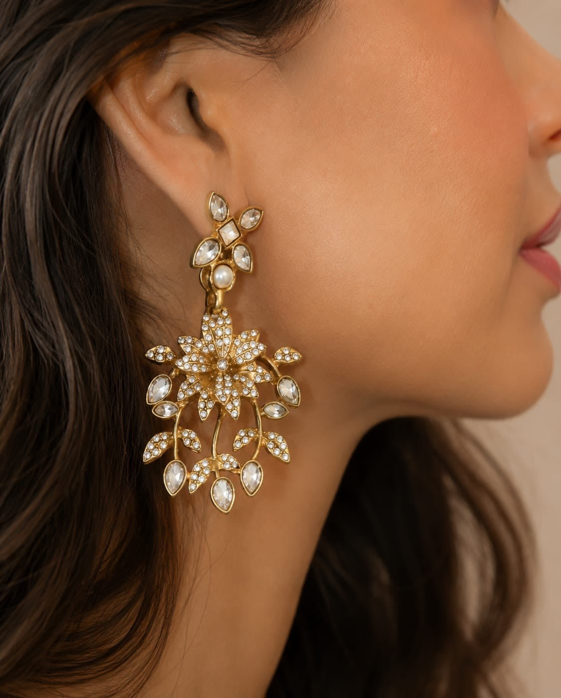 Brivanta™ Vintage Floral Crystal Drop Earrings