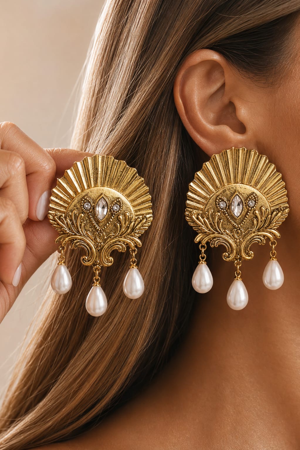 Celestique™ Elegant Pearl Tassel Shell Drop Earrings – Vintage Court Style Jewelry