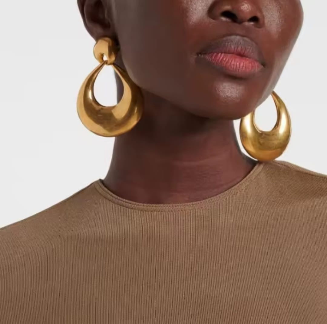 Kavelle™ European Gold-Plated Oval Designer Earrings