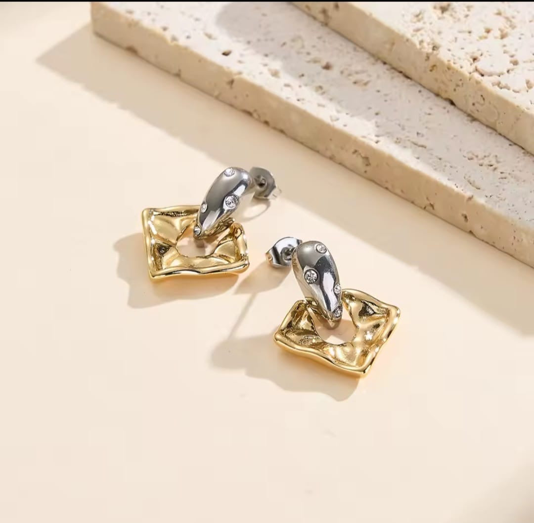 Delyra™ Square Zircon Drop Earrings – Waterproof Stainless Steel Elegant Jewelry