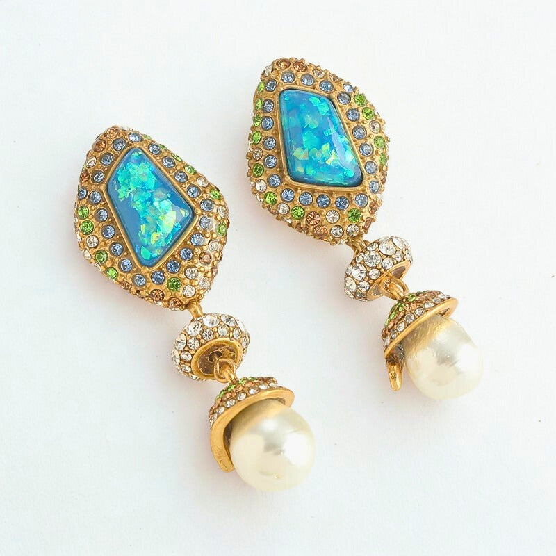 Koralyn™ Vintage Blue Stone Bridal Drop Earrings