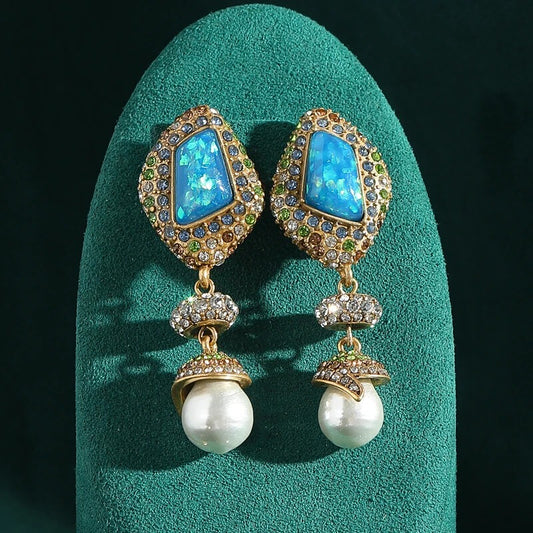 Koralyn™ Vintage Blue Stone Bridal Drop Earrings