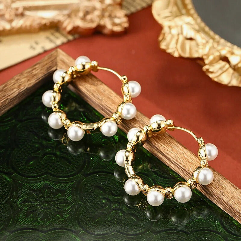 Kirella™ Luxe Pearl Circle Statement Earrings