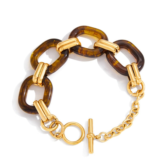 Collete™ Asymmetric Resin 18K Gold Stainless Steel Bracelet