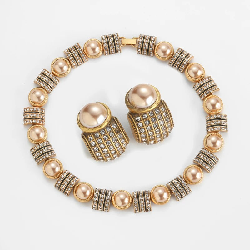 Eloise™ Vintage Pearl Rhinestone Necklace Set
