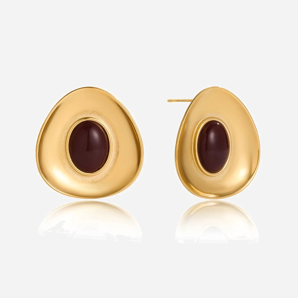 Aevoria™ Geometric Red Resin Gold Stud Earrings