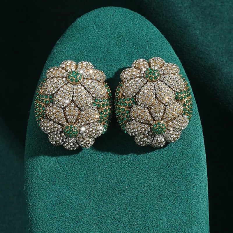 Petalune™ Vintage Sunflower Crystal Stud Earrings