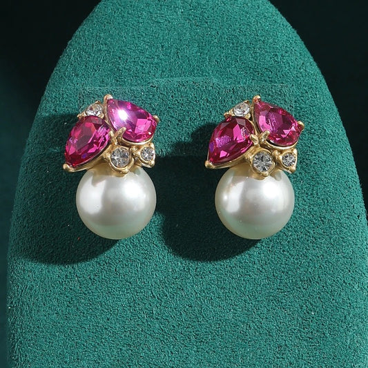 Eveloria™ Vintage Pearl & Pink Crystal Drop Earrings