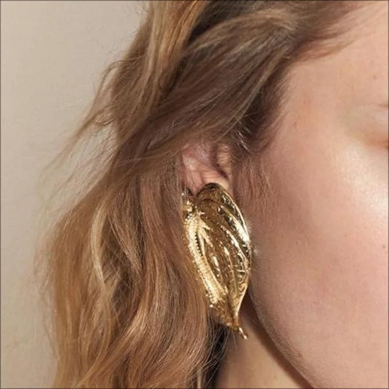 Adelora™ Gold Leaf Statement Stud Earrings