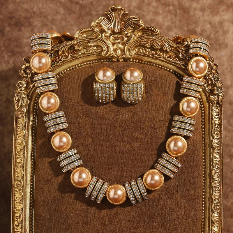 Eloise™ Vintage Pearl Rhinestone Necklace Set