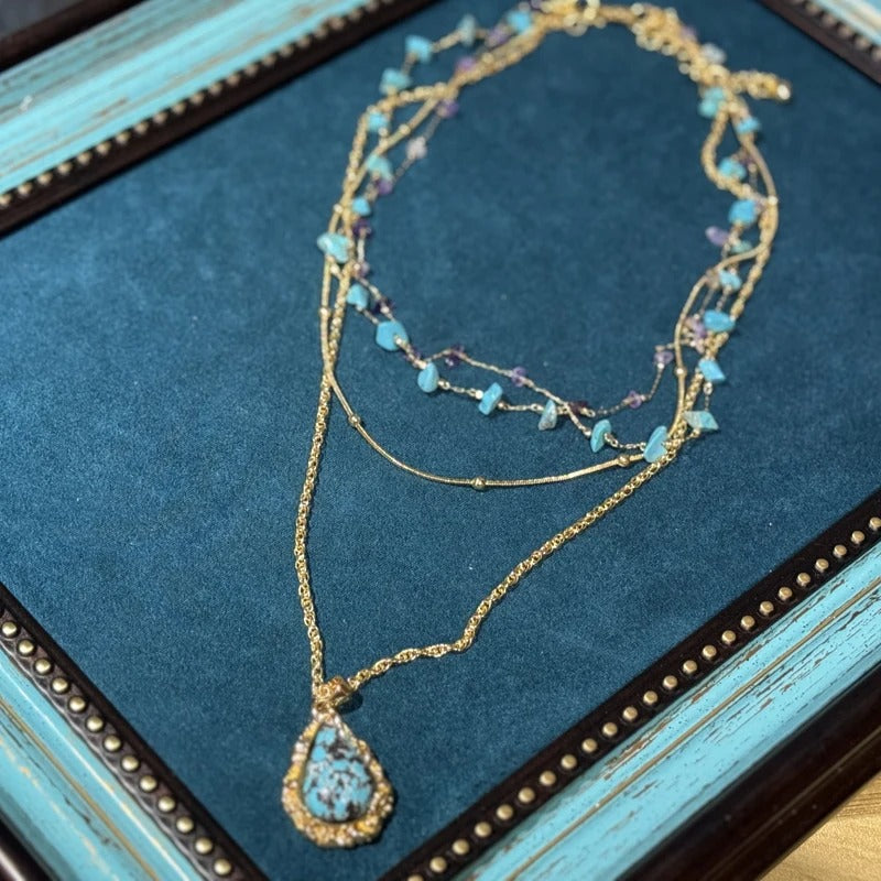 Dioralis™ Vintage Turquoise Amethyst Layered Necklace