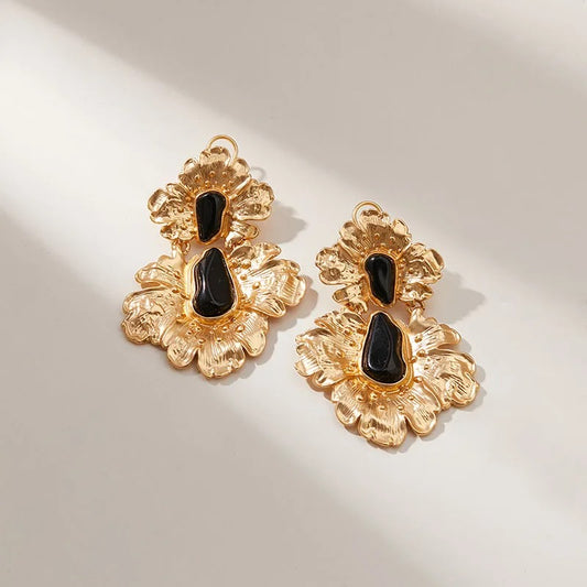Viviane™ Vintage Color-Block Floral Statement Earrings