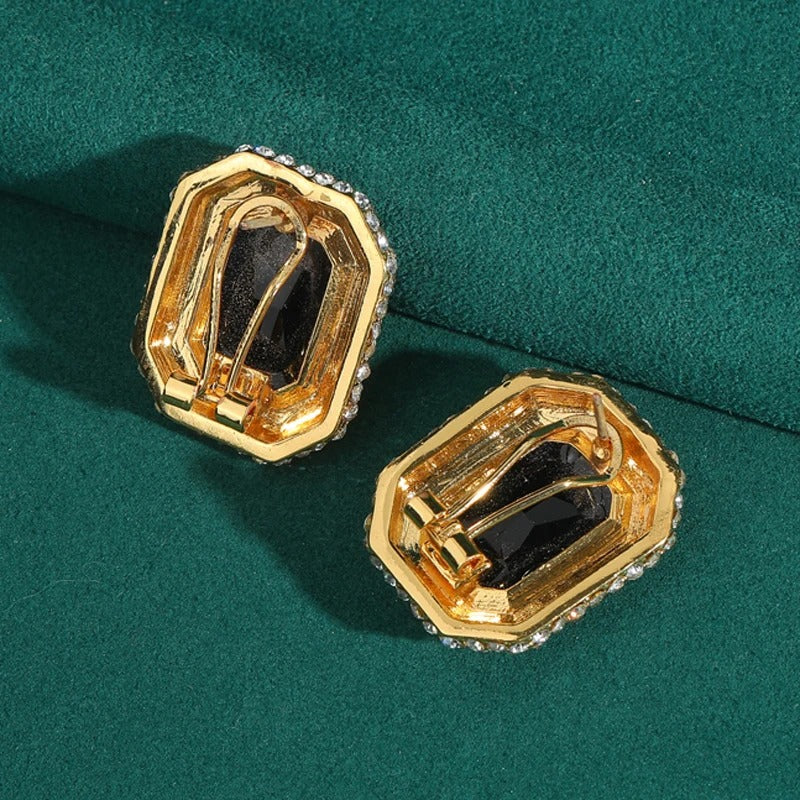 Asvent™ Vintage Black Crystal Square Stud Earrings
