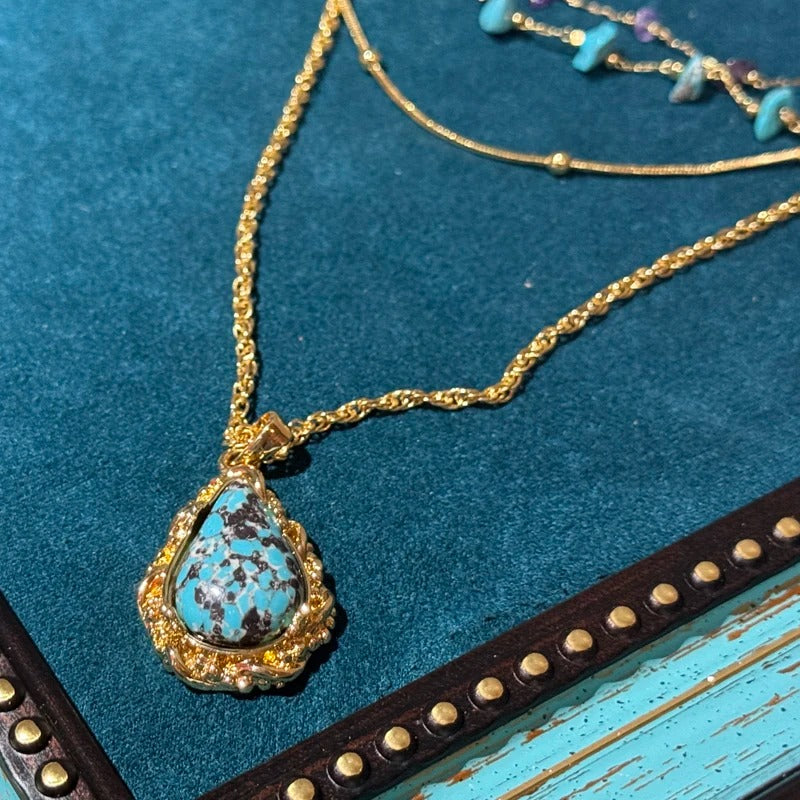 Dioralis™ Vintage Turquoise Amethyst Layered Necklace