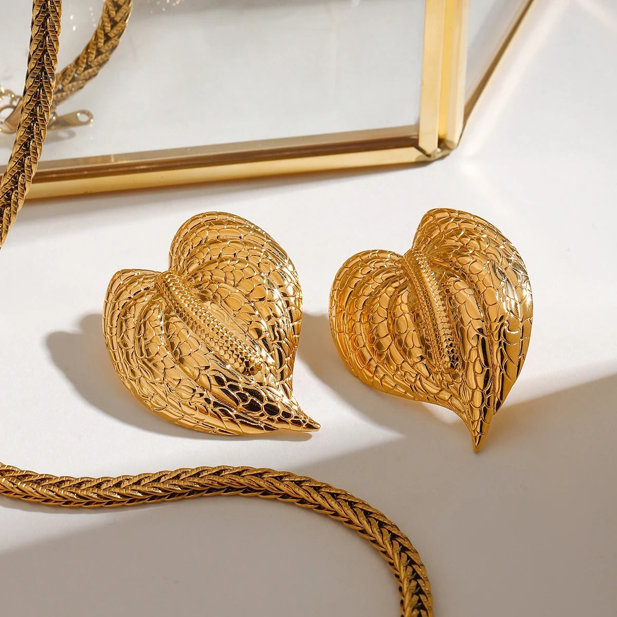 Adelora™ Gold Leaf Statement Stud Earrings