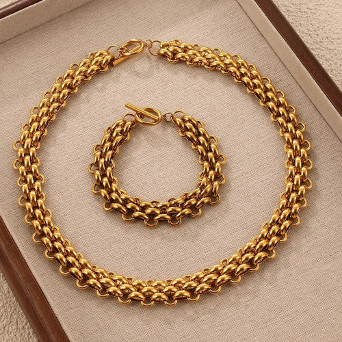 Amélie™ Gold-plated and Silver-plated Braided Mesh Chain Jewelry Set
