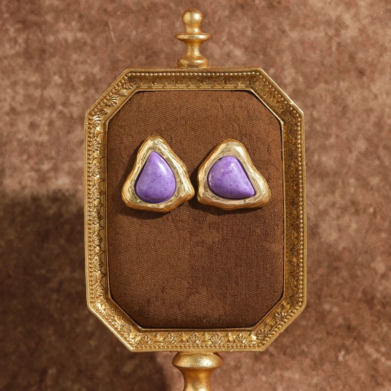 Feyora™ Vintage Purple Triangle Stone Earrings