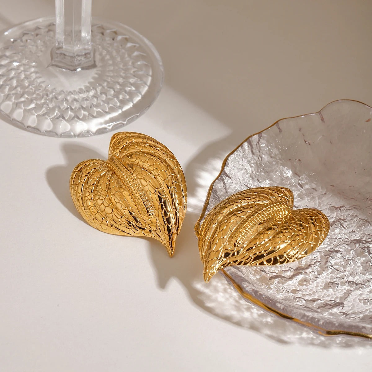 Adelora™ Gold Leaf Statement Stud Earrings