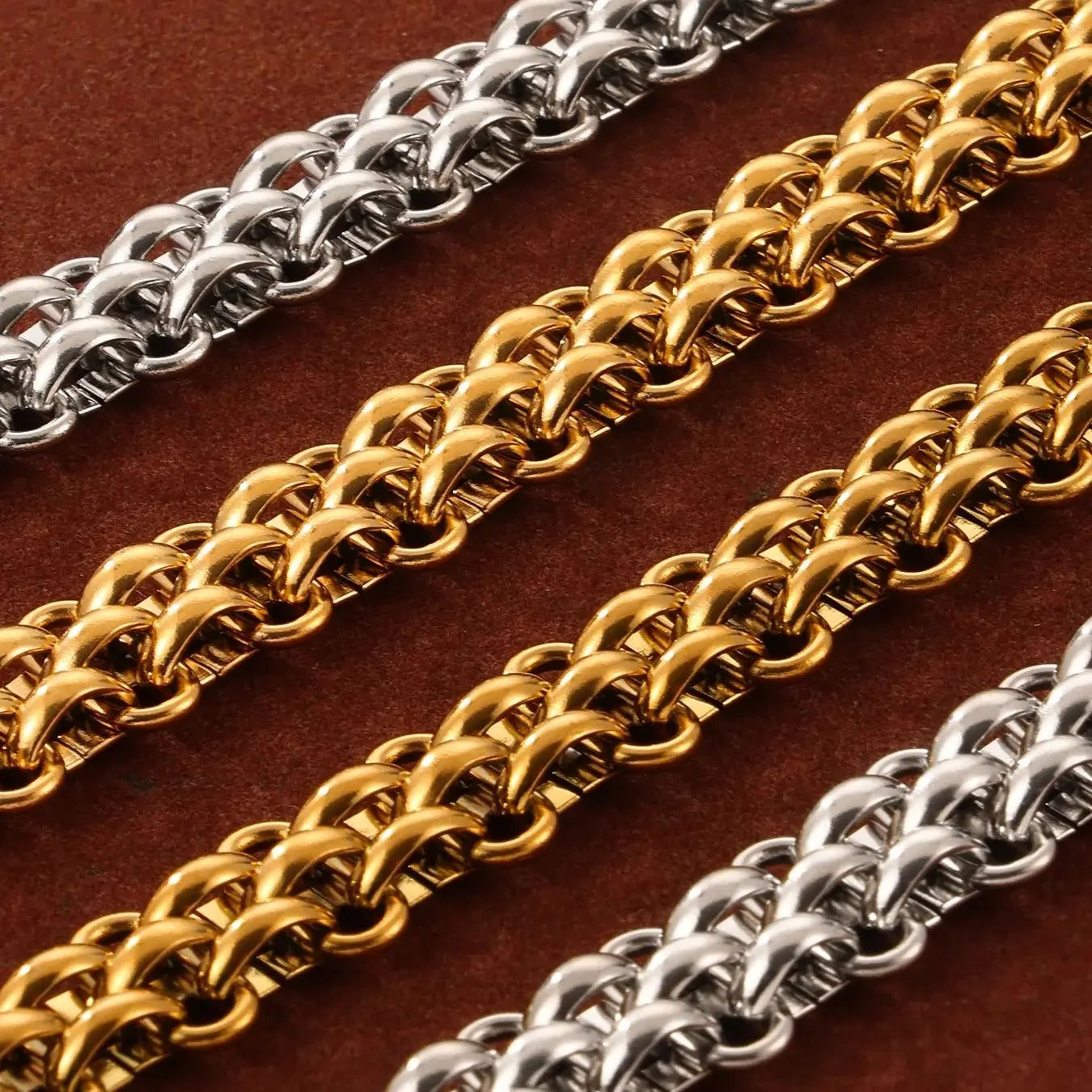 Amélie™ Gold-plated and Silver-plated Braided Mesh Chain Jewelry Set